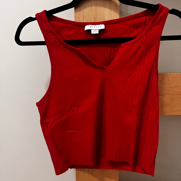 Top shop red size small cropped - Picture 1 of 2